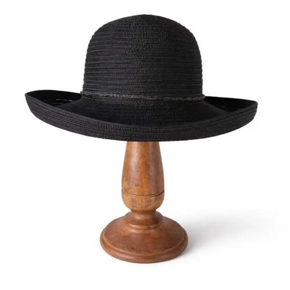 Angela & William Black Sun Hat UPF 50+ 100% Cotton Beachwear Resort Packable‎